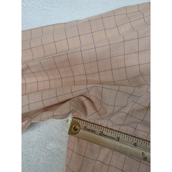 Brooks Brothers Shirt Mens 18 36/37 Orange Check 346 Non Iron Cotton Button Down - Picture 9 of 11